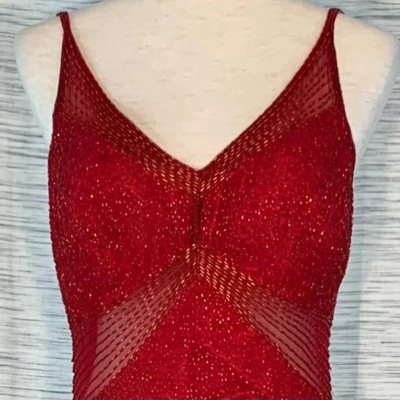 Scala Red beaded Evening Gown - Picture 3 of 16